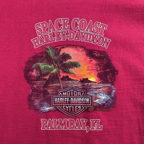 Vintage Harley Davidson Space Coast Palm Bay FL‎ Pocket T-Shirt Graphic Tee - Picture 7 of 9